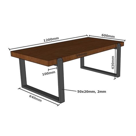 With exquisite workmanship of wood and metal in a rustic natural finish, this coffee table has a distinctly welcoming and robust presence in any home. As an essential piece for every sensible home, this coffee table stands out with its charming industrial character and functional strength. The industrial styling of this desk combines wood tabletop and durable powder-coated steel frame for a truly rustic vibe. Metal Wood Coffee Table, Wood Coffee Table Diy, Meja Industrial, Steel Frame Furniture, Steel Bed Design, Diy Industrial Furniture, Wood Patio Chairs, Iron Furniture Design, Minimalist Furniture Design