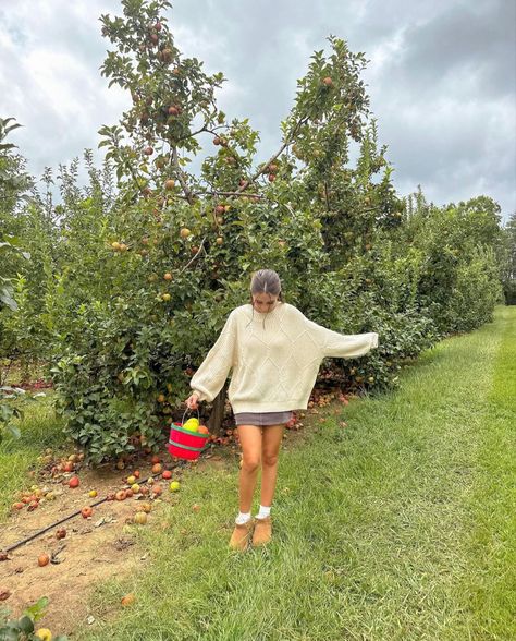 Apple Picking Inspo Pics, Fall Outfits For Apple Picking, Cider Mill Photoshoot, Apple Picking Instagram Pictures, Apple Picking Outfit Fall Casual, Apple Orchard Aesthetic, Apple Picking Photoshoot, Apple Picking Pictures, Apple Picking Aesthetic