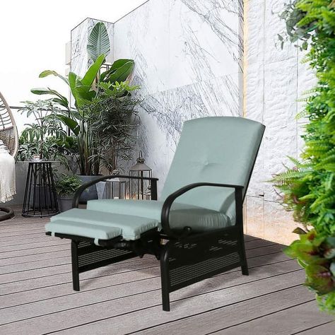 Reclining Outdoor Chair, Outdoor Recliner Chair, Black Metal Dining Chairs, Plastic Patio Chairs, Metal Patio Chairs, Small Lounge Chairs, Wood Patio Chairs, Wood Adirondack Chairs, Patio Glider