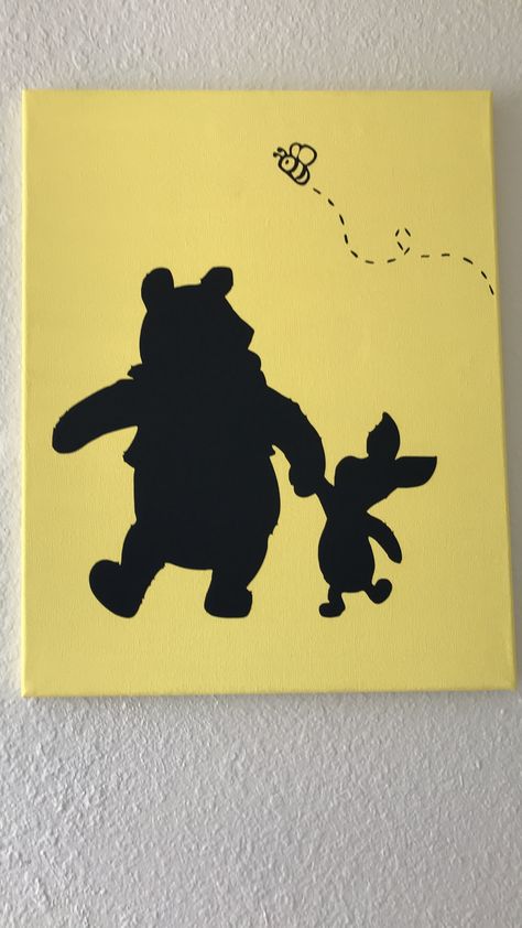 Winnie the Pooh canvas - nursery Simple Disney Paintings On Canvas, Disney Paintings Ideas, Winnie The Pooh Acrylic Painting, Winnie The Pooh Painting Ideas, Cute Disney Paintings, Winnie The Pooh Painting Canvases Easy, Pooh Bear Painting, Winnie The Pooh Paintings, Winnie The Pooh Canvas Painting