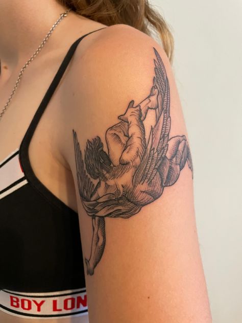 Icarus Tattoo Women, Icarus Tattoos, The Fall Of Icarus, Icarus Tattoo, Icarus Fell, Tattoo Women, Tattoo Inspo, Cute Tattoos, Tattoos And Piercings