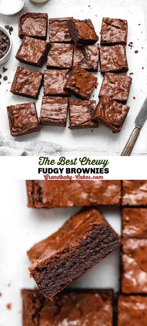 Dessert Recipes Videos, Brownies Chewy, Chewy Brownies Recipe, One Bowl Brownies, Best Brownie Recipe, Brownies Recipe Homemade, Chewy Brownies, Delicious Brownies, Brownies Recipe Easy