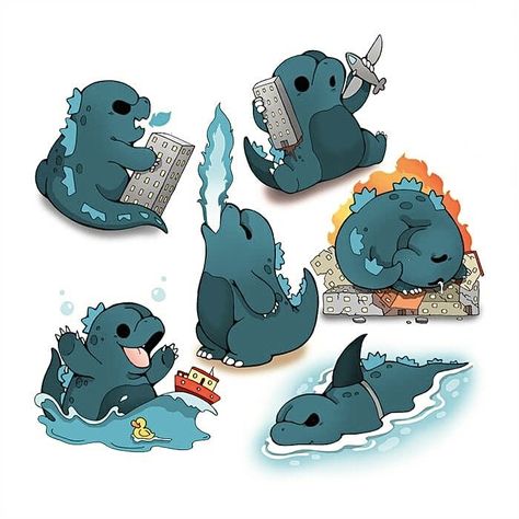 Godzilla Cute, Cute Godzilla, Nintendo Tattoo, Godzilla Tattoo, Godzilla Funny, Godzilla Comics, Godzilla Wallpaper, All Godzilla Monsters, Kaiju Art