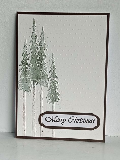 TLC890_DoubleEmbossing Tree Embossing Folder Cards, Hand Stamped Christmas Cards, Simple Christmas Cards To Make, Tree Dies, Papercraft Christmas Cards, Stamped Christmas Cards, Simple Christmas Cards, Easy Cards, Rubber Stamp Art