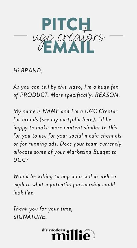 Pitch Email: UGC Creators Ugc Content Aesthetic, Ugc Creator Aesthetic, Email Name Ideas, Tik Tok Content Ideas, Social Media Time Management, Social Media Content Calendar Template, Content Creation Aesthetic, Ugc Content Examples, Aesthetic Content Ideas