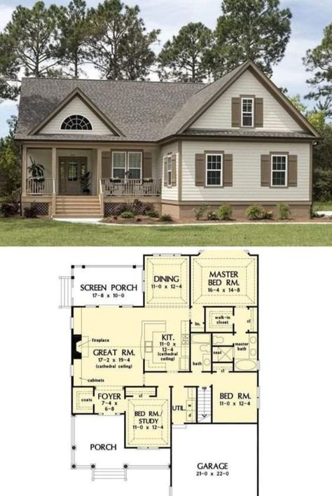 1500 Sq Ft House Plans Farmhouse, 1500 Sq Ft House, Retirement House Plans, Farmhouse Layout, Basement House Plans, Cottage Floor Plans, Farmhouse Floor Plans, House Plans One Story, Small House Floor Plans