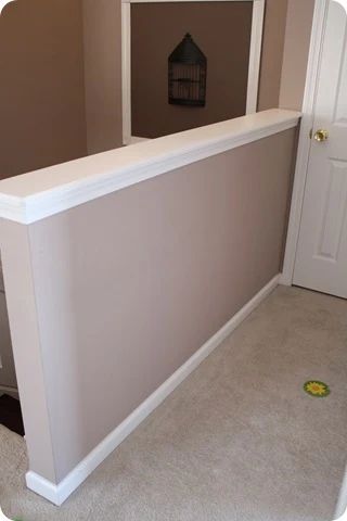 loft half wall ideas Pony Wall Cap, How To Decorate A Half Wall Ledge, Half Wall Staircase Ideas, How To Decorate A Half Wall, Half Wall Ledge, Half Wall Living Room, Half Wall Staircase, Adding Board And Batten, Pony Wall Ideas