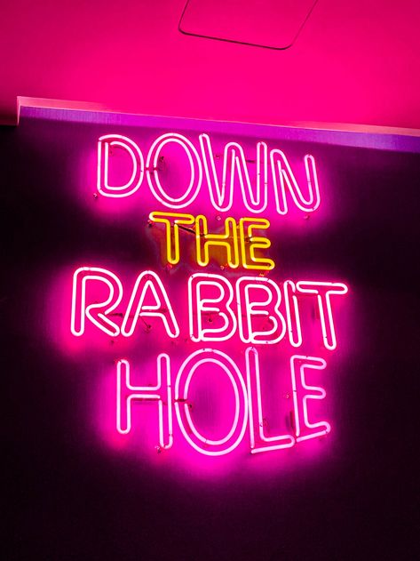 down the rabbit hole neon sign at Cosmopolitan Resort and Casino in Las Vegas Nevada aesthetic pink and purple neon sign PINTEREST: @eva_darling Vegas Neon Signs, Las Vegas Neon Signs, Pink Casino Aesthetic, Las Vegas Casino Aesthetic, Best Vegas Hotels, Pink Casino, Nevada Aesthetic, Aesthetic Signs, Ls Vegas