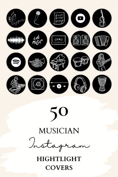 Music Highlight Cover Instagram, Music Highlight Cover, Friends Highlight Cover White, Higliths Instagram Icons, Musician Branding, White Instagram Theme, Musician Instagram, Ig Icons Highlights Aesthetic, Pastel Highlights