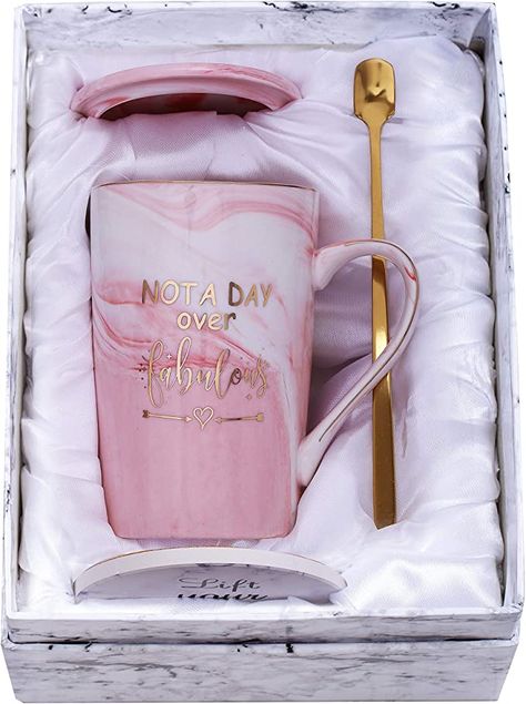 Jumway Not A Day Over Fabulous Mug - Birthday Gifts for Women - Funny Birthday Gift Ideas for Her,Friends, Coworkers, Her, Wife, Mom, Daughter, Sister, Aunt Ceramic Marble Mug 14 Oz Pink Funny Birthday Gift Ideas, Not A Day Over Fabulous, Birthday Gift Ideas For Her, Marble Mug, Best Amazon Gifts, Marble Mugs, Funny Birthday Gifts, Best Gifts For Her, Birthday Mug