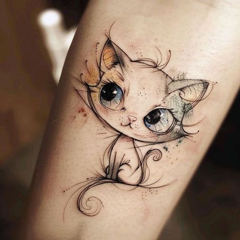 Cool Temporary Tattoos Design, Shabby Chic Tattoo, Cat Cute Tattoo, Cat Outline Tattoo, Kitten Tattoo, Cat Tatto, Henna Paint, Traditional Henna, Cat Outline