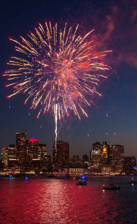 In Boston, Night Sky, Fireworks, The Sky, 4th Of July, Boston, Water