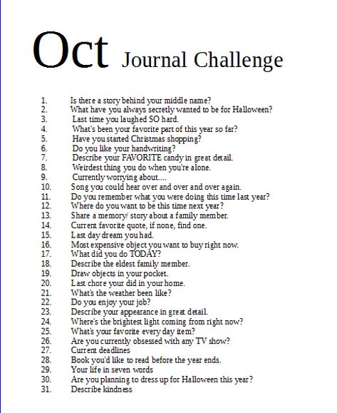 October Journal Challenge, October Month Challenge, Monthly Journal Challenge, October Daily Challenge, October Writing Challenge, Daily Writing Challenge, October Journal Prompts, October Prompts, Monthly Journal Prompts