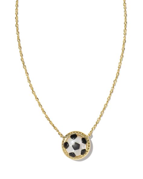 Kendra Scott Soccer Necklace, Soccer Ball Necklace, Soccer Necklace, Pearl Background, Short Pendant Necklace, Preppy Jewelry, Gold Shorts, Kendra Scott Necklace, Trendy Fashion Jewelry