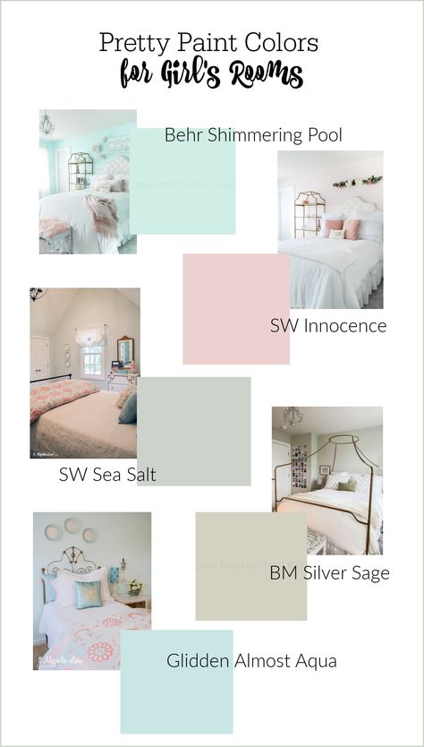 Our Favorite Paint Colors + Decor for A Girl's Room Teen Girl Bedroom Color Palette, Teen Room Wall Paint, Teen Bedroom Color Schemes, Girl Bedroom Walls Paint, Paint For Girls Bedroom, Paint Ideas For Girls Bedroom, Teen Room Paint Ideas, Teen Girl Bedroom Colors, Teen Room Color Schemes