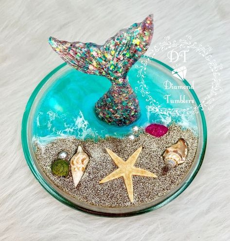 Raisen Art, Epoxy Jewelry, Mermaid Crafts, Mermaid Ring, Mermaid Diy, Diy Resin Projects, Resin Jewelry Diy, Ring Dishes, Sea Crafts