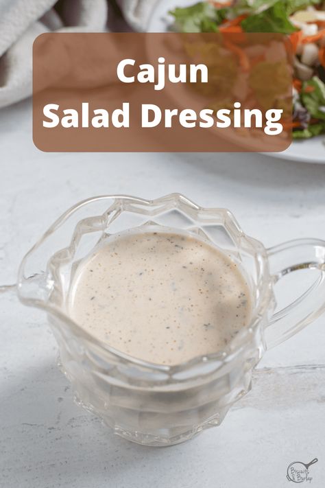 You'll find this Cajun Salad Dressing to be creamy, as spicy as you like, and easy to make. It's perfect for any meal that has big, bold flavors! Cajun Salad Recipes, Cajun Salad Dressing, Cajun Salad, Low Carb Enchiladas, Paleo Salad, Salad Dressing Recipe, Grilled Ham, Cajun Creole Recipes, Pecan Salad