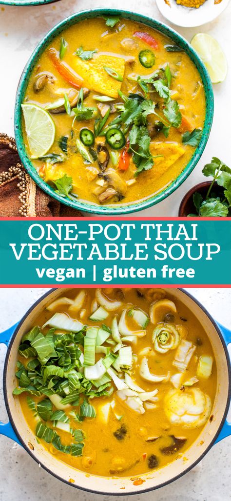 Curry Vegetable Soup, Thai Vegetable Soup, Sopas Light, Thai Mad, Bread Soup, Spicy Thai, Thai Curry, Vegetable Soup, Delicious Soup