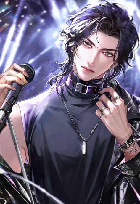 Anime Singer Guy, Singer Art, Anime Prince, Guy Drawing, Anime Oc, Long Hair Styles Men, Boy Art, Male Art, Handsome Anime Guys