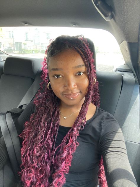 Dark Pink Braids, Brown And Purple Braids, Magenta Braids, Purple Twists, Brown And Pink Braids, Purple Box Braids, Purple Braids, Cute Box Braids, Cute Box Braids Hairstyles