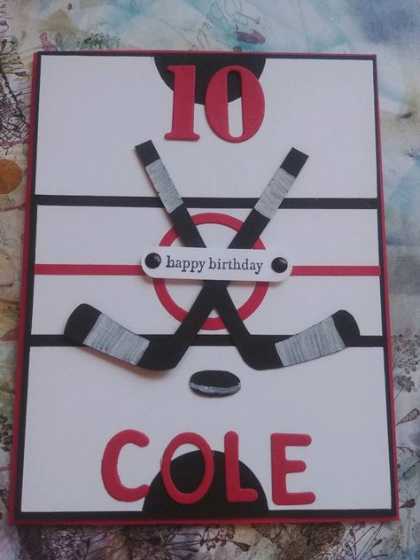 Hockey Cards Birthday, Hockey Birthday Party Decorations, Hockey Crafts Diy Gift Ideas, Hockey Birthday Cards, Boyfriends Gift, Hockey Diy, Hockey Birthday, 16th Birthday Card, Old Birthday Cards