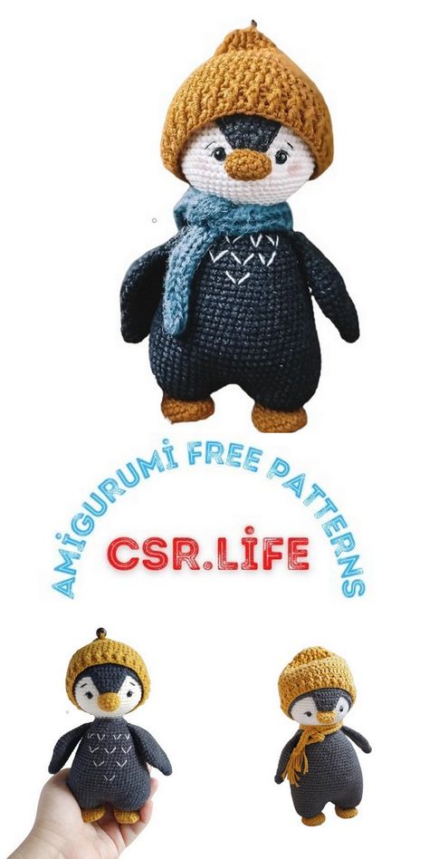 Amigurumi Cute Penguin Free Crochet Pattern – Csr.life Amigurumi Penguin Free Pattern, Penguin Amigurumi, Reverse Single Crochet, Knitting Bag Pattern, Crochet Stocking, Penguin Craft, Crochet Penguin, Crochet Mobile, Penguin Pattern