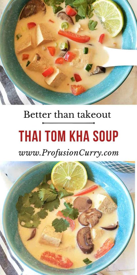 Tom kha soup Thai Soup Recipes Vegetarian, Lemongrass Soup Thai, Tom Kha Soup Recipe, Thai Soup Vegetarian, Spicy Thai Soup, Tom Kha Soup, Lemongrass Soup, Vegetarian Thai, Tom Kha