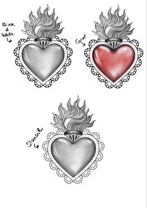 Sacred Heart Tattoo Fine Line, Small Sacred Heart Tattoo, Sacred Heart Of Jesus Tattoo, Sacred Heart Tattoo Design, Traditional Tattoo Prints, Heart Tattoo Ideas, Sacred Heart Tattoo, Illusion Tattoos, Optical Illusion Tattoos