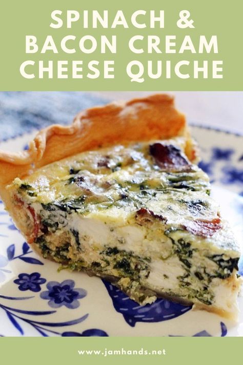 Spinach, Bacon, Cream Cheese and Swiss Quiche Bacon And Spinach Quiche, Cheesy Quiche, Spinach And Bacon Quiche, Bacon Quiche Recipe, Bacon Spinach Quiche, Bacon And Cheese Quiche, Cheese Quiche Recipe, Spinach And Bacon, Spinach Quiche Recipes