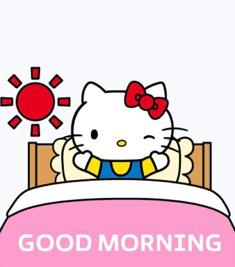 Hello Kitty Morning, Hello Kitty Good Morning, Sanrio Reaction, Goodmorning Cute, Kitty Quotes, Good Morning Meme, Good Morning Sister Quotes, Sanrio Collection, Good Morning Sister