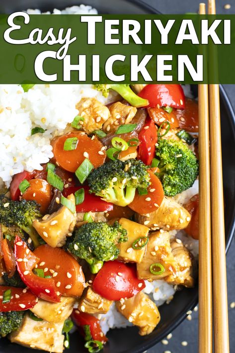 Teriyaki Chicken Stir-Fry is loaded with vegetables, full of lean chicken breasts, and served over rice for a quick, easy, and healthy alternative to Japanese takeout.  The teriyaki sauce recipe is made from soy sauce, sesame oil, honey, and hints of ginger and garlic for one of the best teriyaki chicken bowls you have ever made at home! #evolvingtable #teriyaki #chicken #recipe Japanese Takeout, Best Teriyaki Chicken, Teriyaki Chicken Bowls, Teriyaki Chicken Bowl, Teriyaki Chicken Recipe, Teriyaki Chicken Stir Fry, Pollo Teriyaki, Teriyaki Chicken And Rice, Easy Teriyaki Chicken