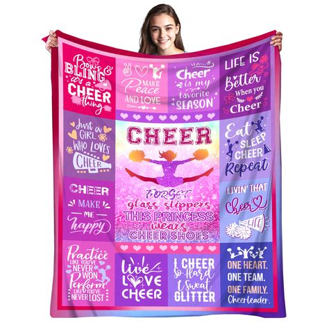 PRICES MAY VARY. Flannel THE MOST COMFORTABLE CHEERLEADER BLANKET : Made with cozy polyester flannel, this blanket is not only super soft but also warm, feel like a warm hug. SIZE : Available in three size options, 50x40 inches, 60x50 inches, 80x60 inches. Can be given as a cheerleader gift for kids or teens or adults who love the sport to provide them with warmth and team spirit. BEST GIFT IDEA FOR CHEERLEADER GIRL : If you're looking for a gift that embodies sunshine, energy, and enthusiasm, T Cheerleading Blankets Gifts, Gifts For Cheerleaders, Sunshine Energy, Cheerleader Gift, Cheerleader Gifts, Cheer Coach, Cheerleading Gifts, Cheerleader Girl, Cheer Stuff