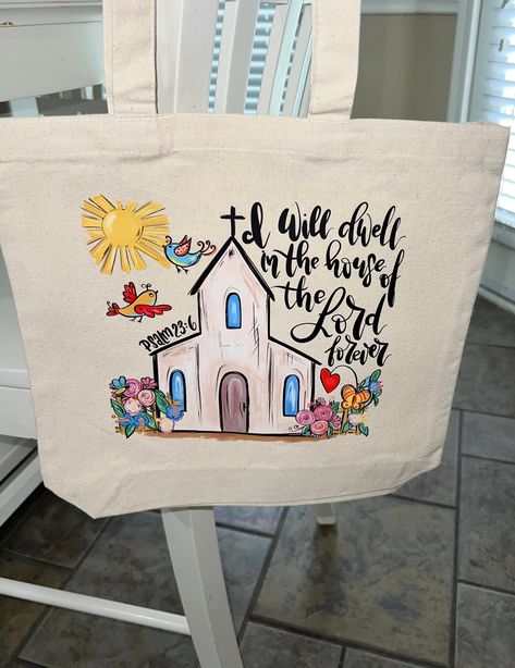 Diy Bible Bag Paint, Fabric Painting Bag Ideas, Bible Bag Painting Ideas, Canvas Bags Painting Ideas, Christian Tote Bag Design Diy Paint, Diy Bible Bag, Bible Bags Totes Diy Paint, Bible Bags Totes Diy, Canvas Tote Bag Painting