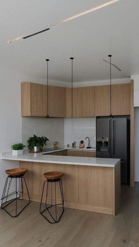 Transform Your Small Kitchen: 15 Stunning Design Ideas - pulsepathlife.com Kitchen American Style, Small American Kitchen, Modern Small Kitchen Design Ideas, Small Kitchen Modular Design, Style Small Apartment, Modern Small Kitchen Design, American Kitchen Design, Stylish Small Kitchen, Apartment Kitchens