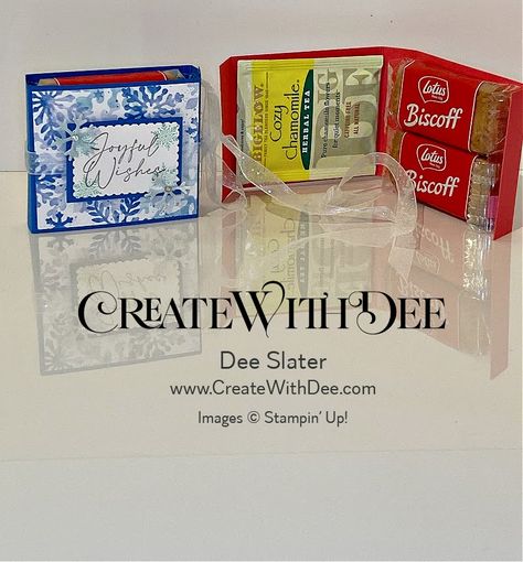 Tea Bag & Biscoff Cookies Treat Holder - Dee Slater, Stampin' Up! Demonstrator Paper Craft Tea Bag Holder, Tea Holders Diy Gift Ideas, Stampin Up Tea Bag Holder, Tea Bag Holder Diy, Small Gift Bags Diy, Tea Bag Gift, Get Well Care Package, Treat Packaging, Treat Containers