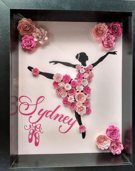 Craft Room Signs, Diy Flower Wall, Dance Crafts, Ballerina Wall Art, Personalised Gifts Diy, Paper Cutout Art, Flower Shadow Box, Pinterest Diy Crafts, Shadow Box Art