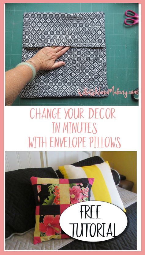 Envelope Back Pillow Cover, Fat Quarter Pillow Cover, Handmade Pillow Covers Ideas, Diy Envelope Pillow Cover, Envelope Pillow Cover Tutorial, Sewing Machine Beginner, Envelope Pillow Cover, Easy Envelope, Pillow Covers Tutorial