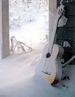 Acoustic guitar in winter snow | Writer Mariecor | WriterMariecor.com Winter Songs, I Love Snow, Richard Wagner, Winter's Tale, I Love Winter, Winter Sport, Winter Magic, Winter Beauty, Snow And Ice