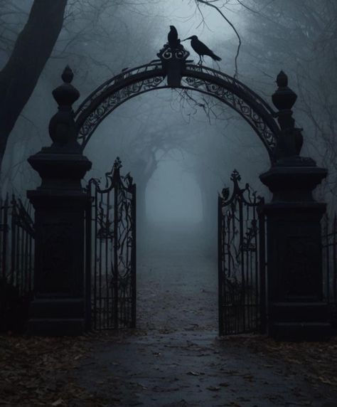 Graveyard Gate, Dark Fairytale Aesthetic, Goth Castle, Creepy Graveyard, Haunted House Pictures, Goth Architecture, Gothic Fairytale, Gothic Buildings, Dark Castle