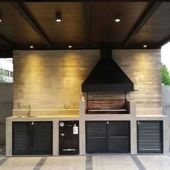 Built In Garden Seating, Barbeque Design, Bbq Shed, Concrete Outdoor Kitchen, Bali Style Home, Barbecue Design, Backyard Seating Area, Kitchen Design Layout, Outdoor Bbq Kitchen