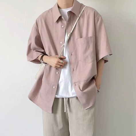 Men’s Date Outfit Casual, Pink Outfits For Guys, Pink Guy Outfit, Pastel Clothes Men, Pink And White Outfit Men, Feminine Boy Aesthetic, Coquette Boy Outfit, Pink Male Outfit, Men Coquette