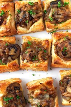 Onion Bites, Caramelised Onion Tart, Christmas Side Dishes, Cheese Puff Pastry, Holiday Appetizers Recipes, Crimini Mushrooms, Wontons, Caramelized Onion, Gruyere Cheese