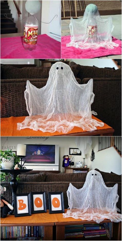 Floating Ghost Diy Halloween Dekoration, Cheap Diy Halloween Decorations, Dekorasi Halloween, Cheap Halloween Decorations, Halloween Decor Diy, Halloween Decor Ideas, Casa Halloween, Ghost Diy, Homemade Halloween Decorations