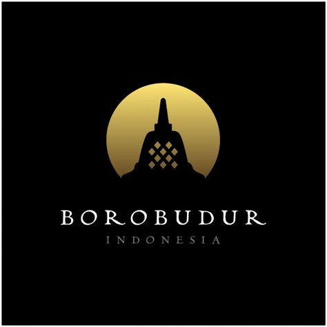 Yoga Silhouette, Temple Logo, Borobudur Temple, Silhouette Logo, Stone Temple, Mountain Logo, Stock Icon, Tourism Day, Logo Luxury