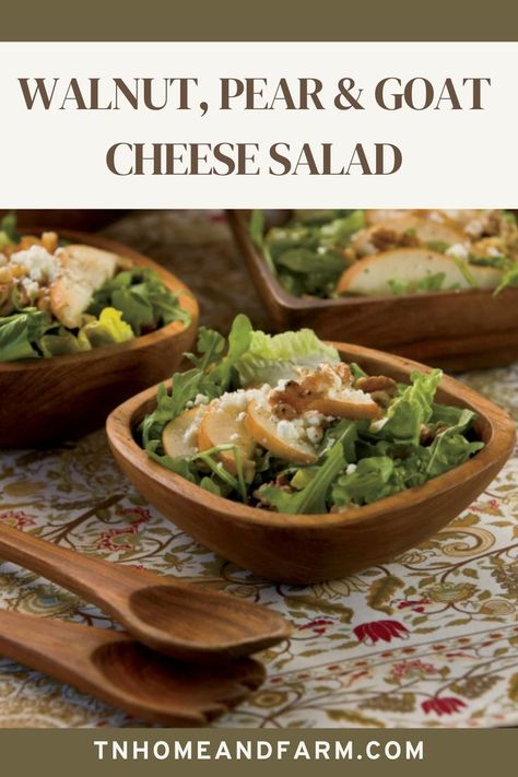 Walnut, Pear and Goat Cheese Salad Goats Cheese, Pear Recipes, Goat Cheese Salad, Cheese Salad, Recipes To Make, Goat Cheese, Dinner Table, Goats, Pear