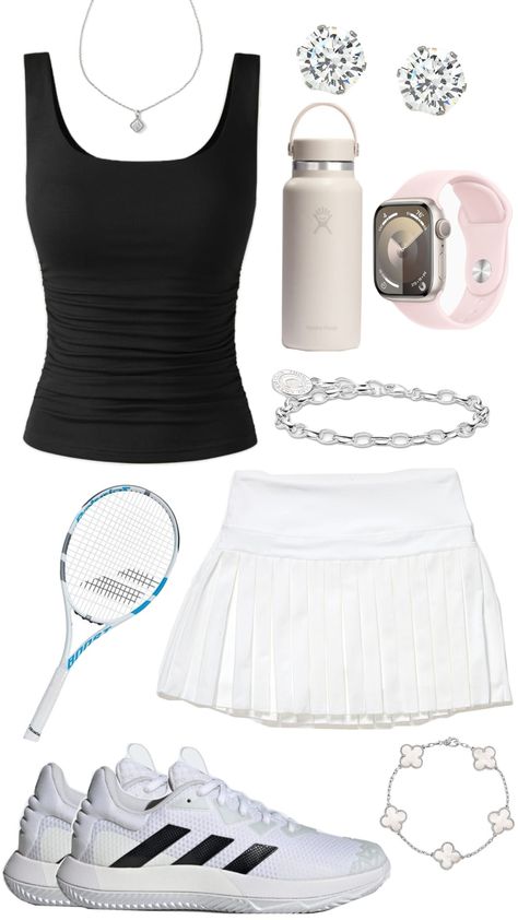 Tennis Girly Outfit Inspo🎾✨️ Tennis Practice Outfit, Tennis Tournament Outfit, Cute Tennis Outfit, Tennis Outfit Aesthetic, Tennis Outfits, Tennis Skirt Outfit, Girly Outfit, Tennis Outfit, Practice Outfits