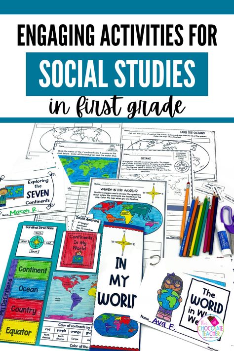 As a first-grade teacher, you know that capturing your students' attention is key to creating a positive learning experience. That's why I've created an easy-to-follow, year-long social studies engagement plan for first-grade classrooms. With my expert tips and techniques, your students will be eager to dive into these exciting social studies lessons. Click to read how I plan my year! Social Studies Elementary Activities, First Grade Social Studies Curriculum, Social Studies For 1st Grade, 1st Grade Homeschool Social Studies, Social Studies Curriculum Elementary, First Grade Social Studies Activities, 1st Grade Social Studies Curriculum, Elementary Social Studies Activities, 1st Grade Social Studies Activities