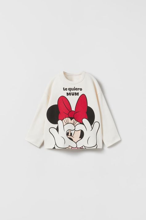 Baby Girls' T-shirts | Explore our New Arrivals | ZARA Philippines Cartoon Tops, Disney Print, Kids Blouse, Baby Mickey, Cartoon Boy, Bottoming Shirt, Spring Shirts, Light Sweater