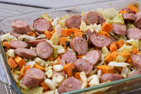 Sausage Recipes Potatoes, Sausage Sweet Potato Recipes, Sweet Italian Sausage Recipes, Sausage Cabbage, Chocolate Protein Smoothie, Kielbasa And Cabbage, Carrot Pasta, Simple Eating, Cabbage And Potatoes