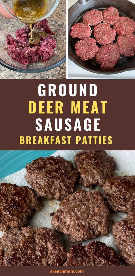 breakfast sausage patties on a blue plate Deer Breakfast Sausage Recipe, Ground Deer Recipes, Venison Breakfast Sausage, Venison Sausage Recipes, Breakfast Sausage Recipe, Ground Venison Recipes, Easy Sausage Recipes, Ground Sausage Recipes, Venison Sausage